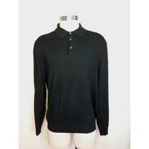 Brooks Brothers Sweater Mens Size XL Black Collared Button Up  Saxxon Wool EUC